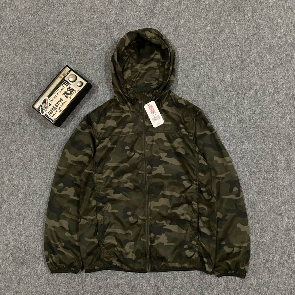 Jaket outdoor running UNI QLO (size m) WATERPROOF CAMO [4630]