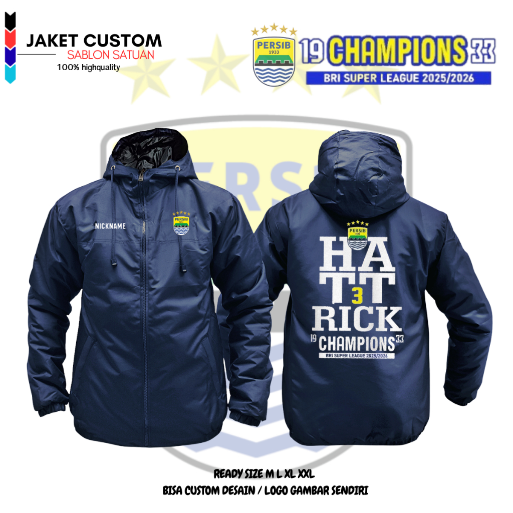 JAKET PERSIB BANDUNG HATTRICK CHAMPIONS SUPER LEAGUE 2025/2026