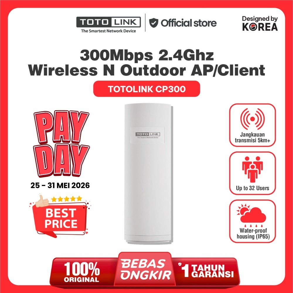 TOTOLINK CP300 - Akses Point Outdoor 2.4GHz 300Mbps