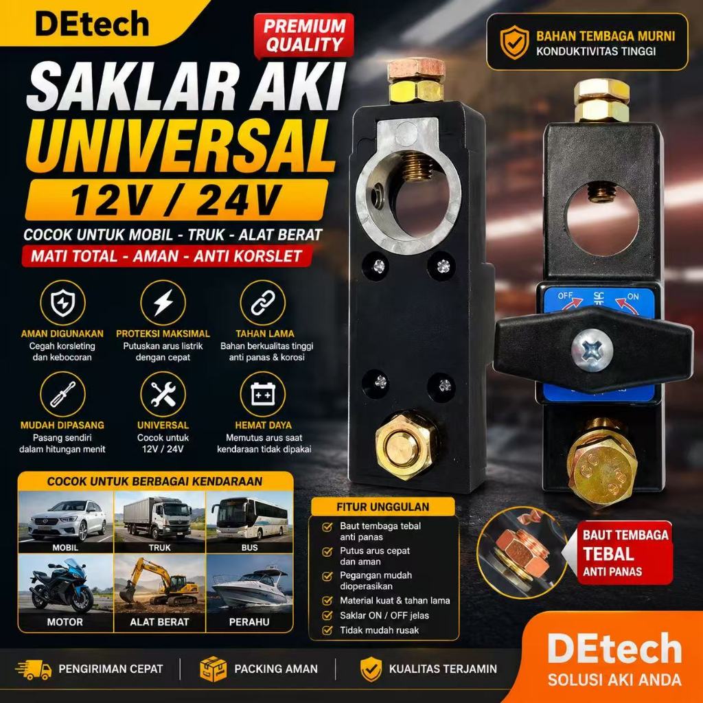 Saklar Cut Off Aki Mobil Universal | ON OFF Battery Switch 12V 24V Premium