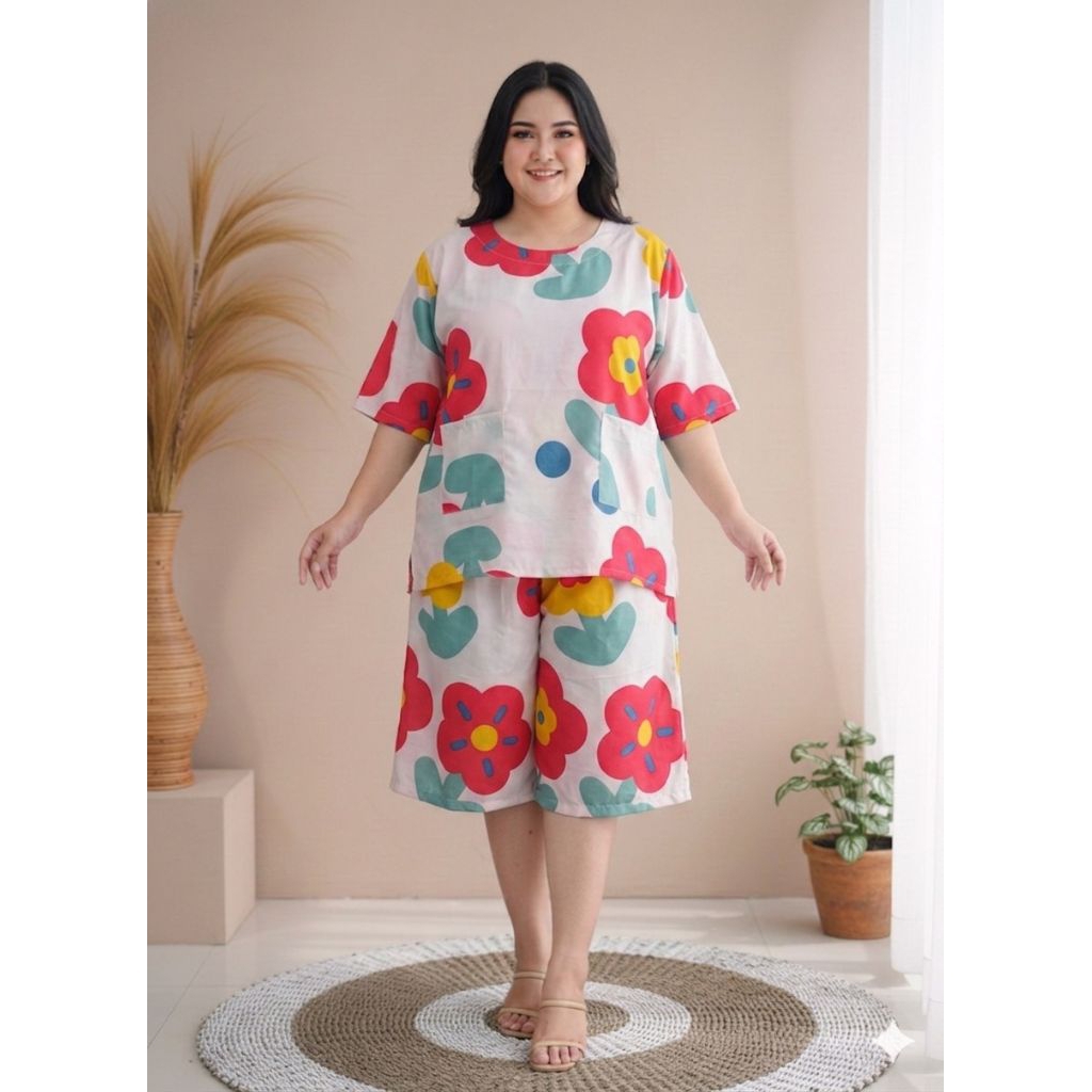 Babydoll katun super jumbo ld140 | Setelan jumbo bigsize