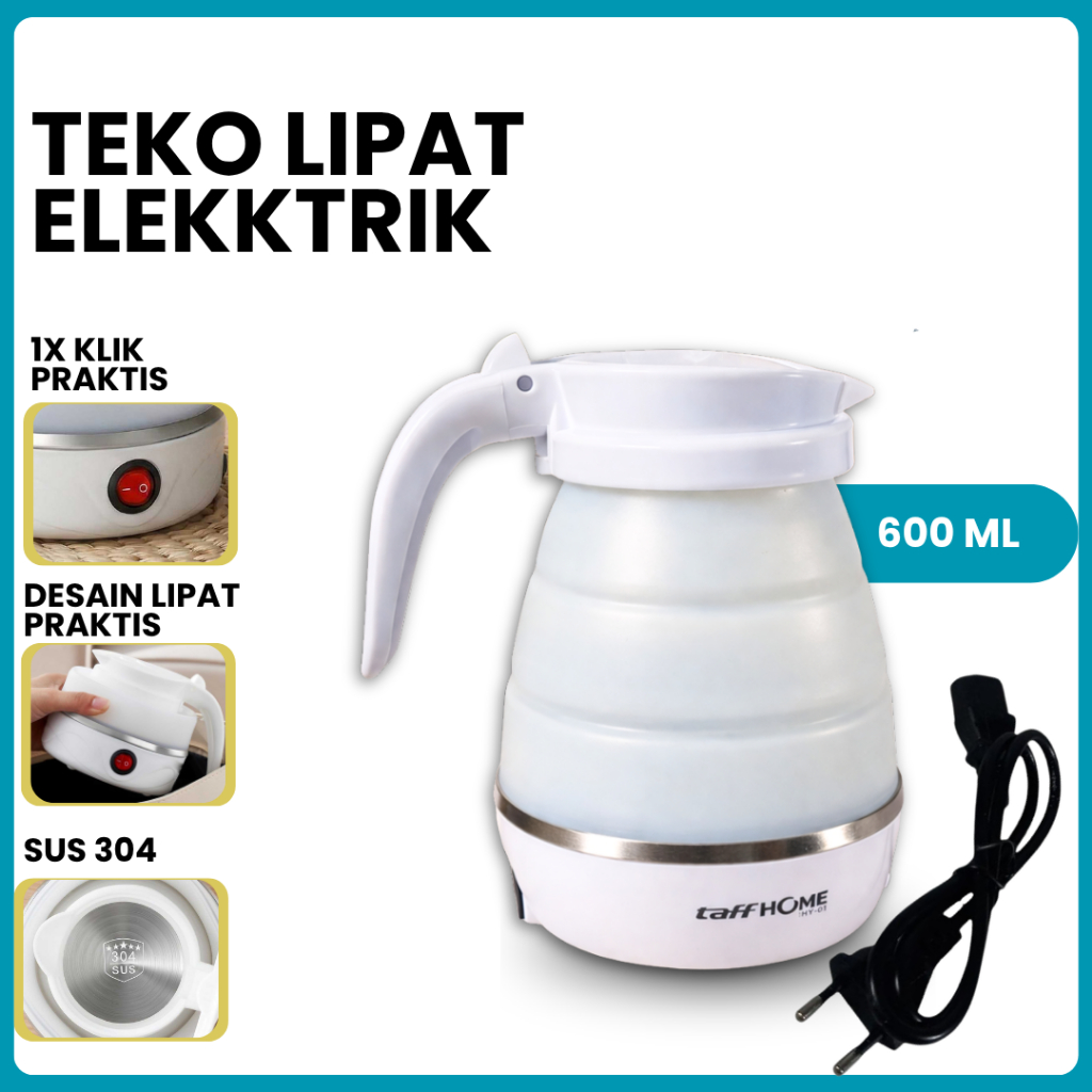 Teko Elektrik 600 ML Teko Lipat Pemanas 600 W Teco Listrik Pemanas Air