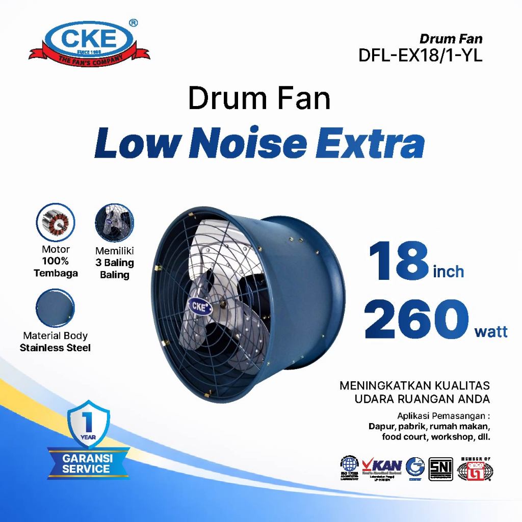 CKE Drum Fan 18 Inch Low Noise Blower Tabung 220V Blower Gedung Eksos Drum 18"