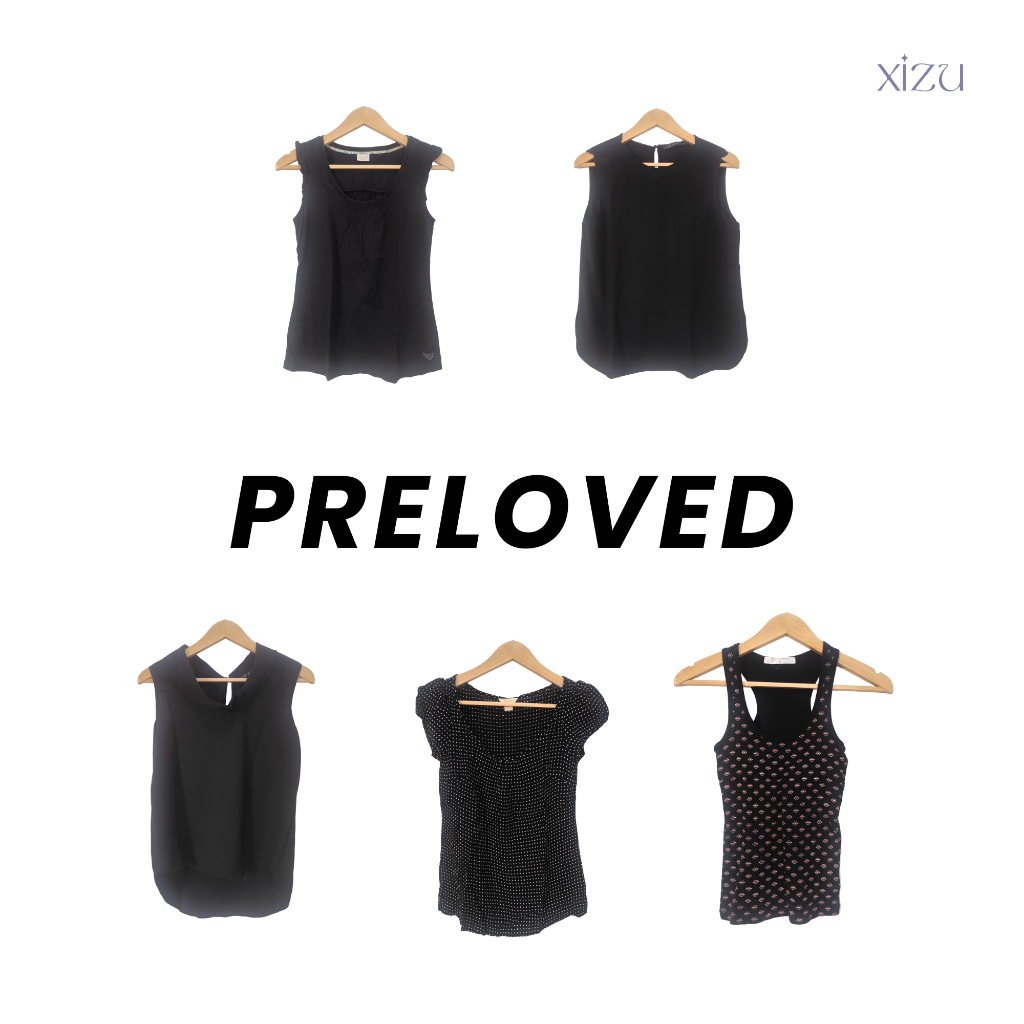 Preloved Baju Atasan Wanita | Sleeveless| Tank Top | Black Hitam | Style Modern Korean Y2K Retro Bra