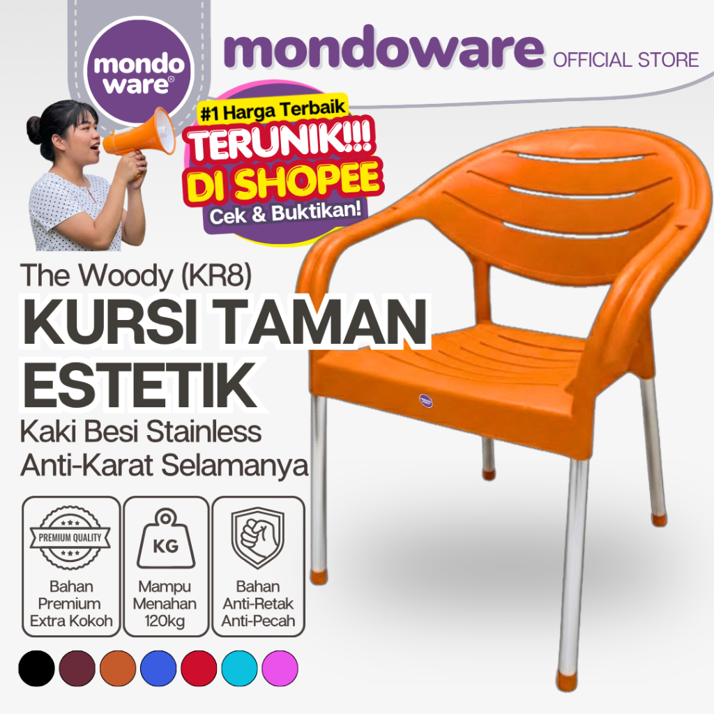 MONDOWARE | Kursi Teras Santai Minimalis/Kursi Taman Modern Premium Ergonomis/Kursi Rumahan Estetik/