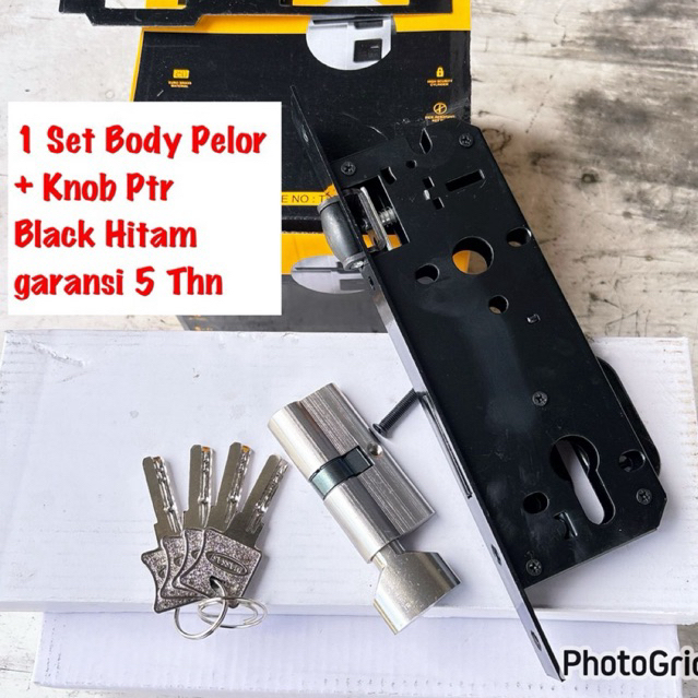 HARGA PROMO BODY PELOR KODAI HITAM SUS 304 + SILINDER KNOB PUTAR KODAI GARANSI 5 TAHUN Body Kunci Pe