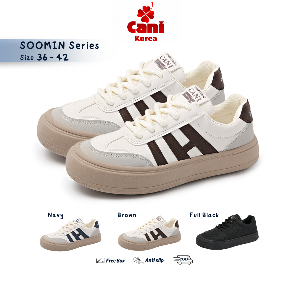 CaniKorea "FREE BOX" Soomin Sepatu Sneakers Wanita Fashion Korea Kasual Trendy Karet Anti-Slip 9249