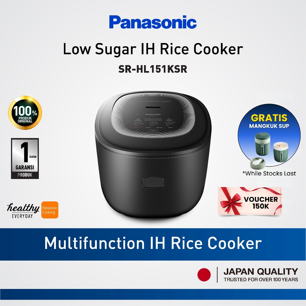 Panasonic SR-HL151KSR Rice Cooker Low Sugar Induction [1.5L]