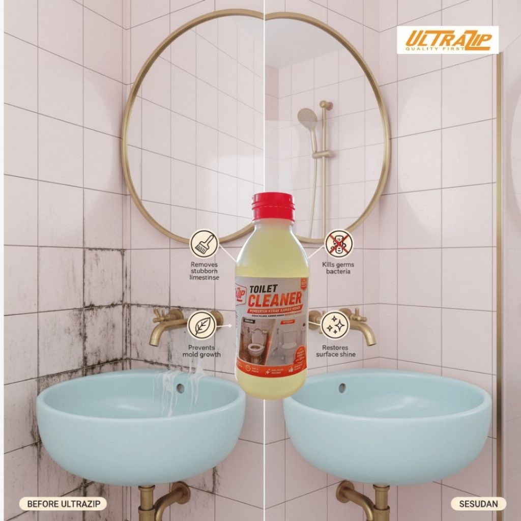 PEMBERSIH KAMAR MANDI - PEMBERSIH LANTAI - PEMBERSIH DINDING KAMAR MANDI - ULTRAZIP PEMBERSIH WASTAF