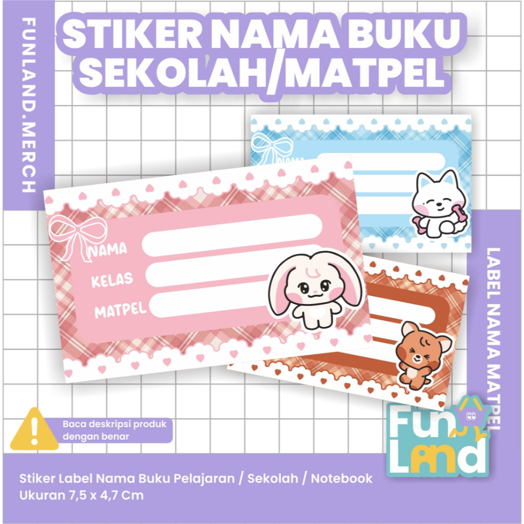 Stiker Label Nama Buku Pelajaran Maskot KPOP NCT DREAM | Stiker Nama Buku Mapel Kpopers NCTZEN | Lab