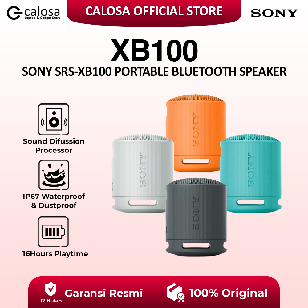 SONY SRS-XB100 XB 100 Portable Speaker Wireless Bluetooth Connection IP67 Waterproof & Dustproof 16 