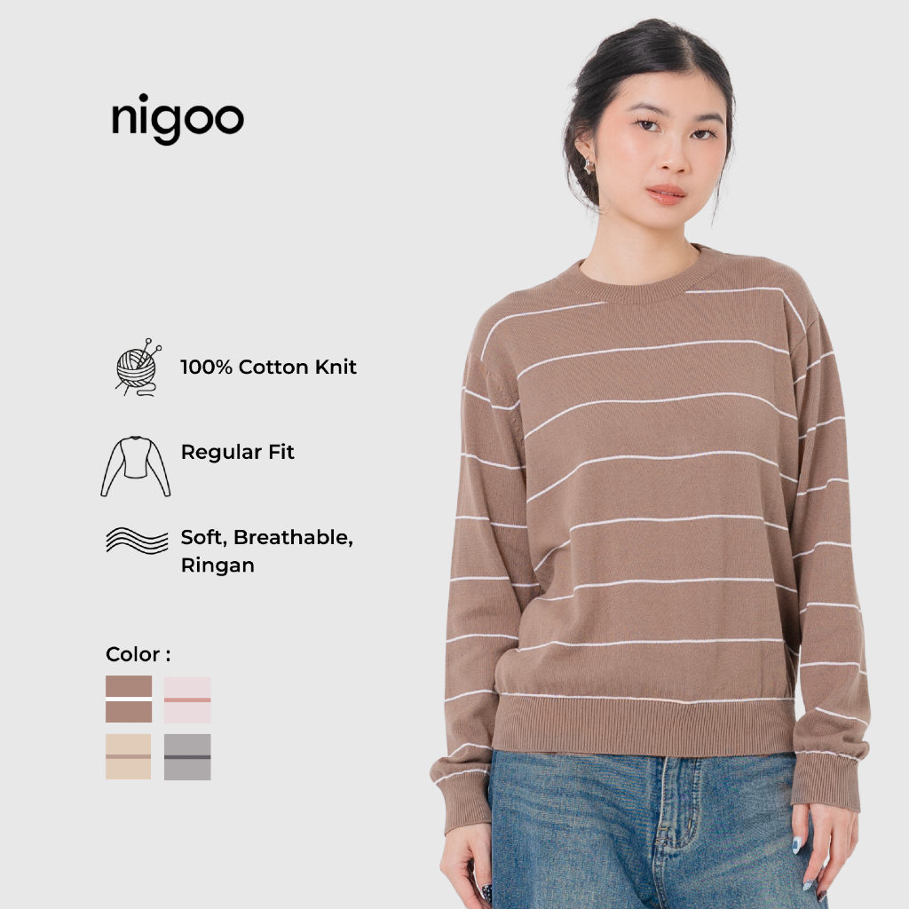 NIGOO Senna Stripe Sweater Rajut Knitwear Wanita