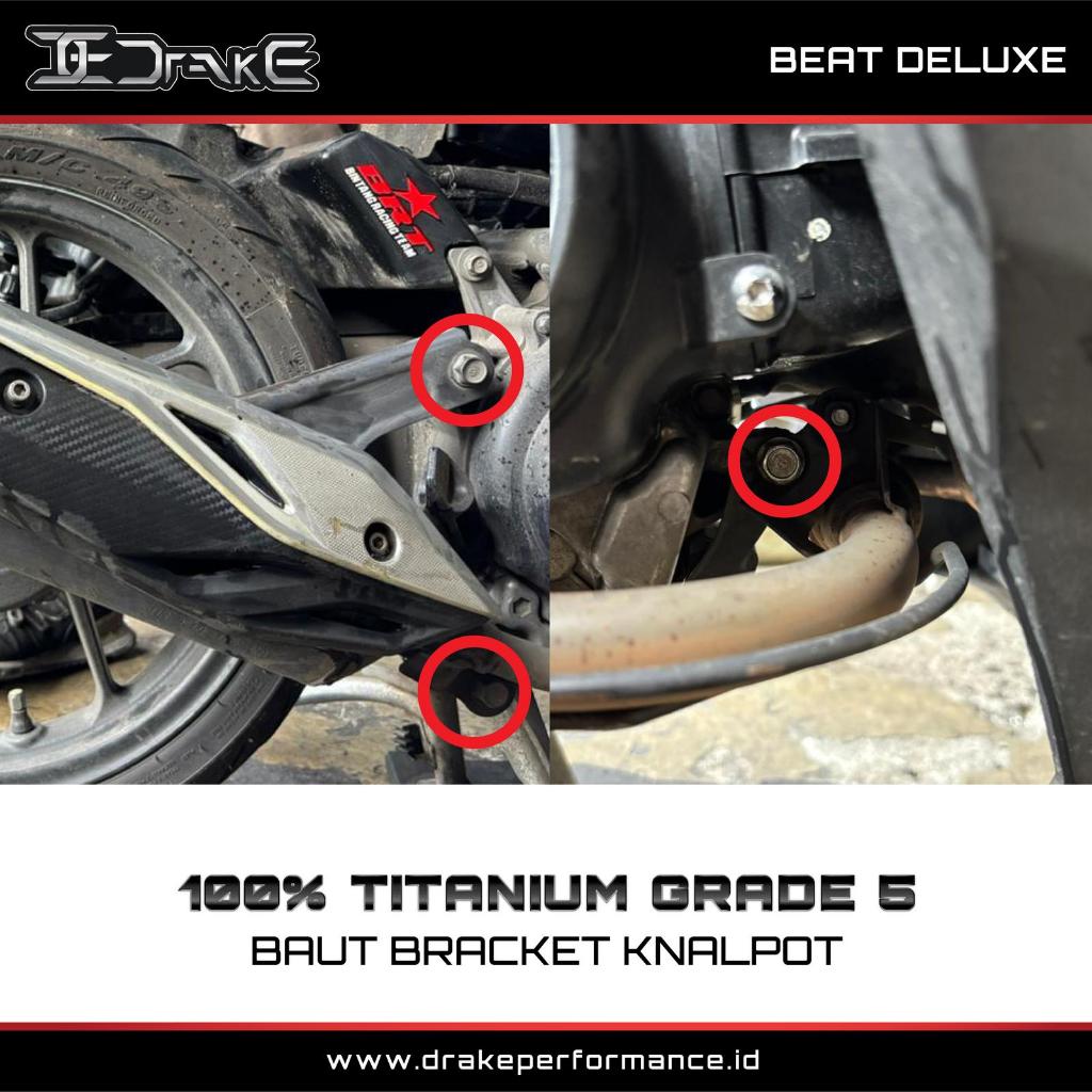 Drake Titanium Baut Bracket Breket Knalpot Beat Deluxe Grade 5 Original