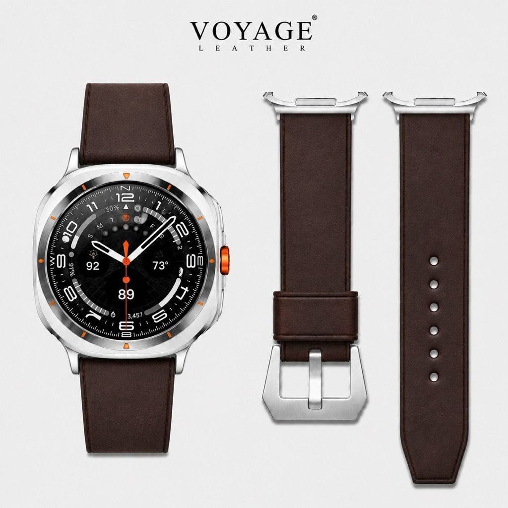 Strap KULIT SAPI Leather ASLI Voyage Tali Jam original 22mm tebal galaxy watch iwatch 46mm 44mm 3 4