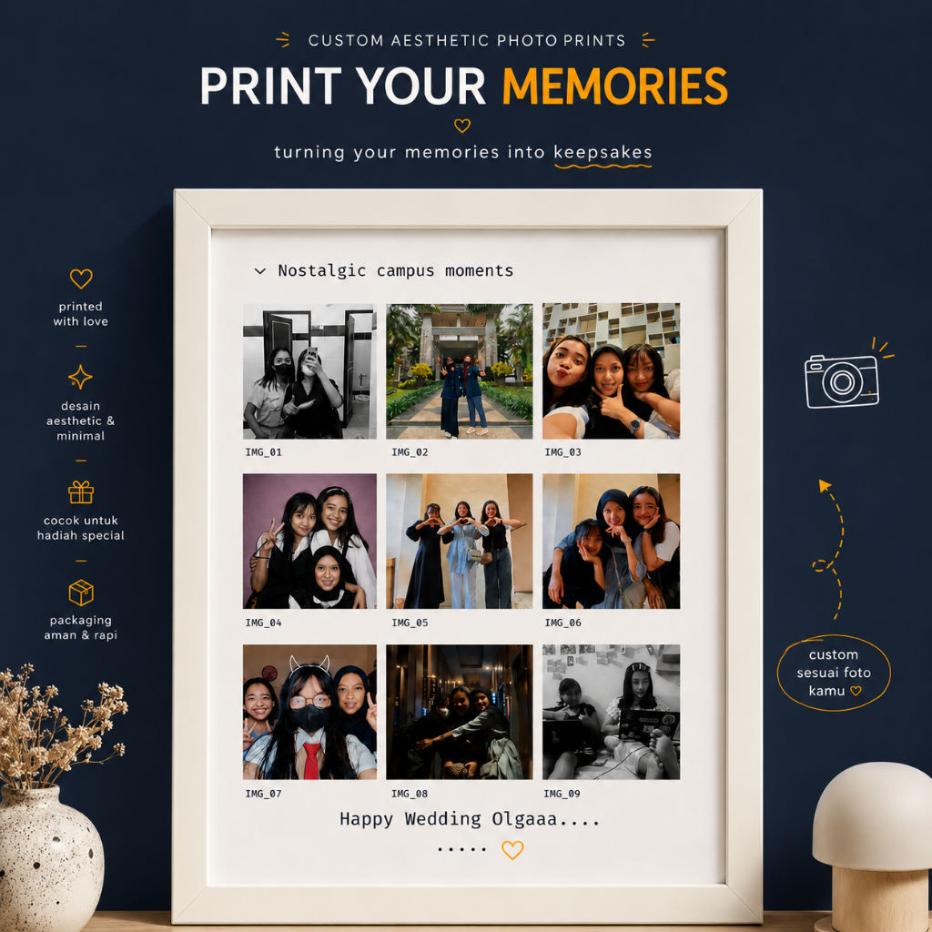 Custom Aesthetic Photo Print | Hadiah Wisuda, Anniversary, Wedding & Dekor Kamar