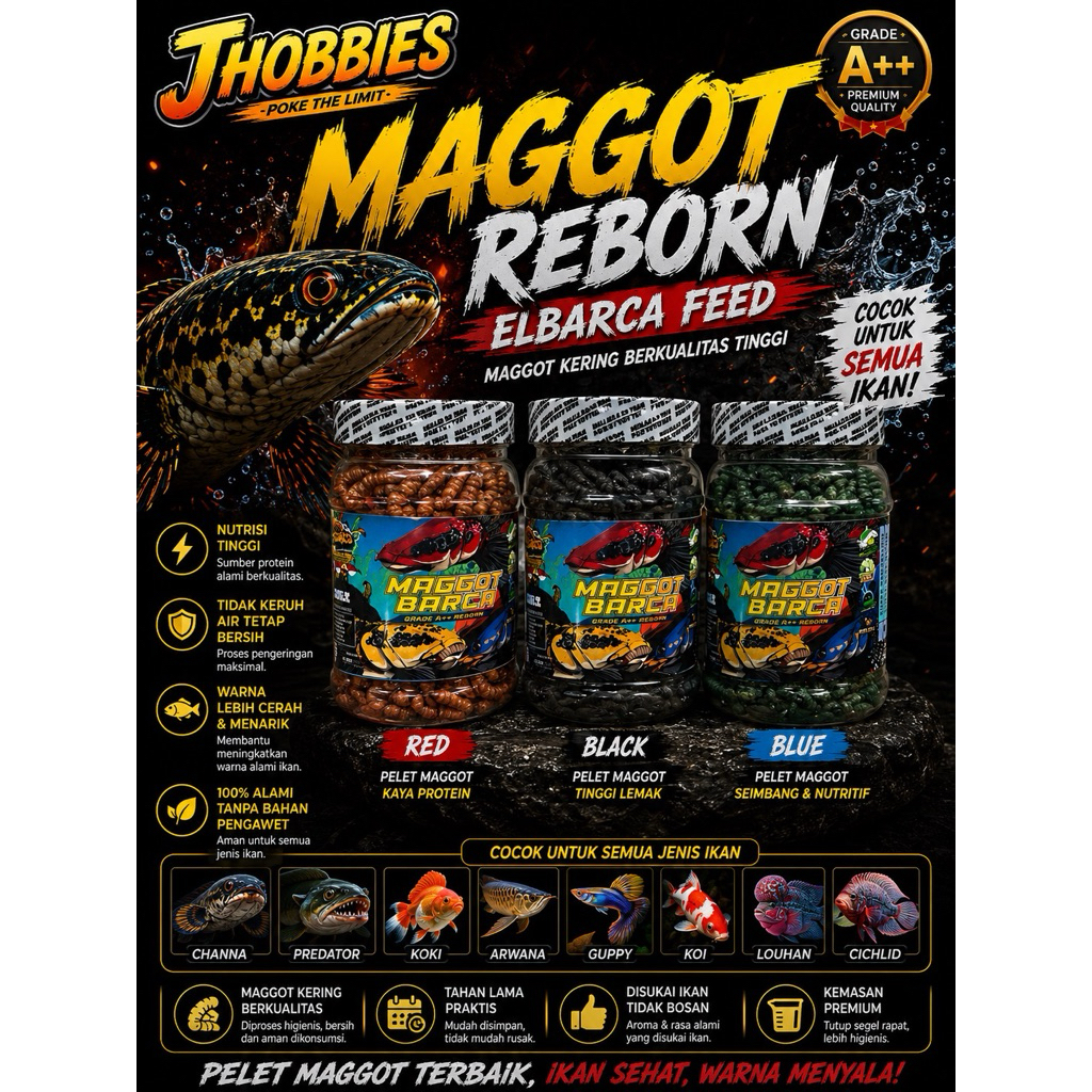 MAGGOT BARCA KEMASAN BOTOL SUPER BLACK Booster, RED YELLOW BOOSTER, BLUE SILVER BOOSTER Bunga Solid 