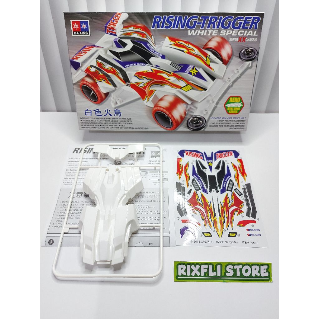 Body Tamiya KIT DAXING Series RISING TRIGGER WHITE SPECIAL Dapat Box nya Part Copotan KIT DAXING