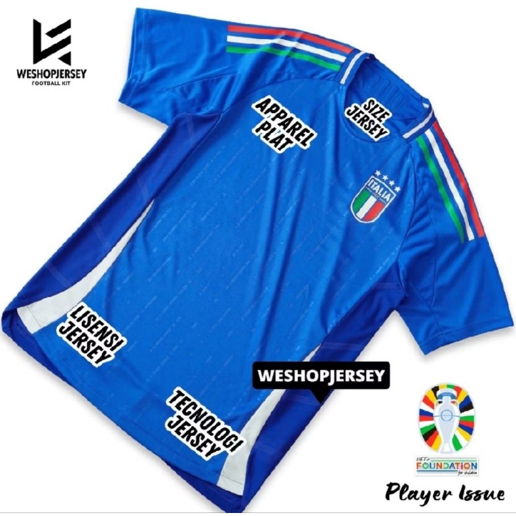 PLAYER ISSUE jersey ITALY home terbaru 24/25 full patch sablon nama nomor punggung nameset