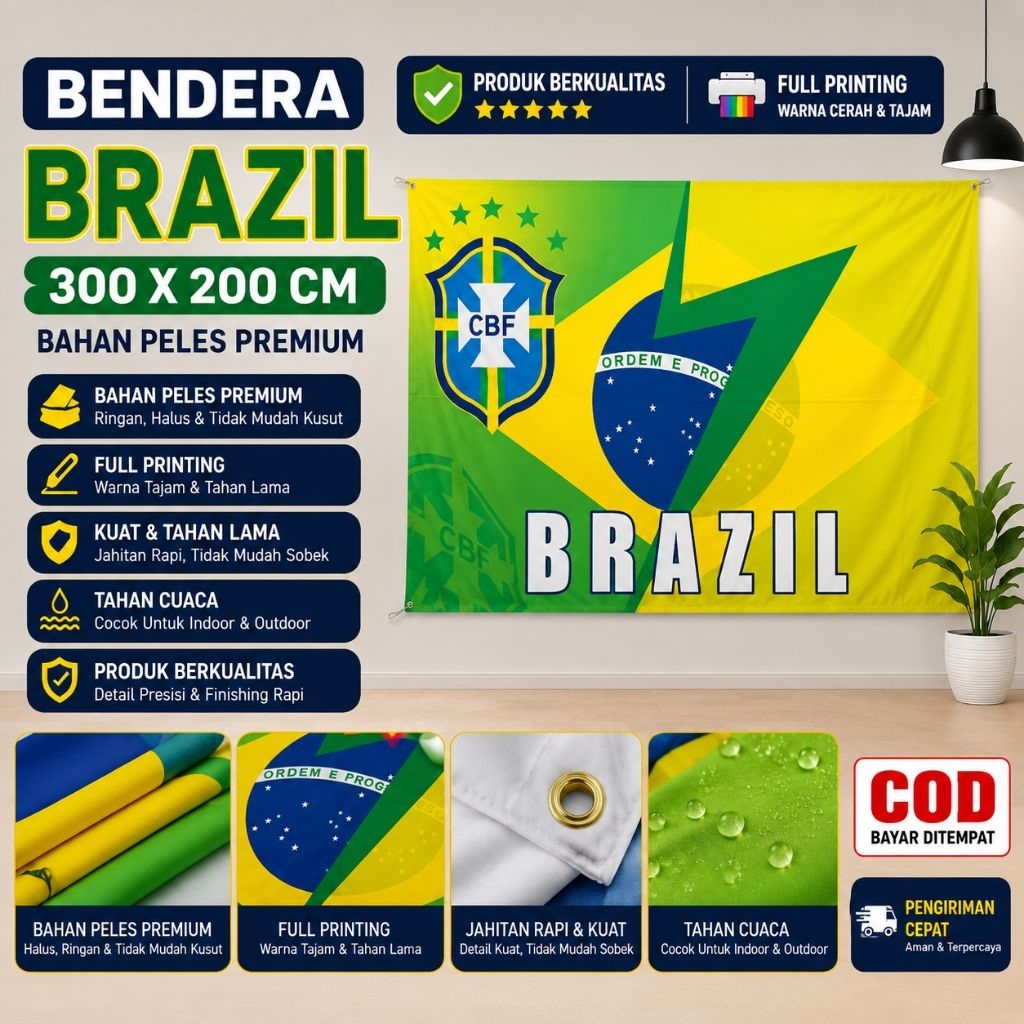 Bendera Piala Dunia 2026 Custom Ukuran 300x200cm