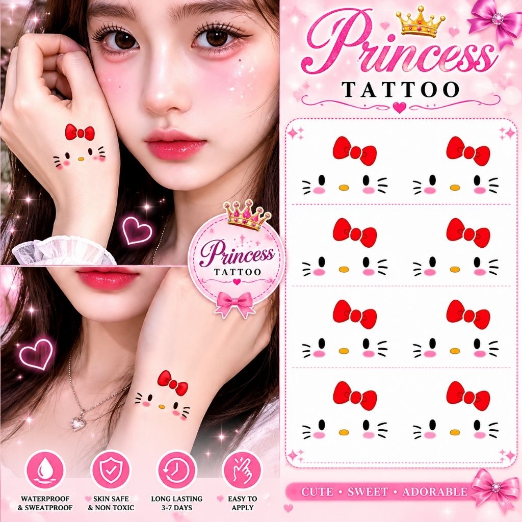 TATTO | Tatto temporer [ 1 set dapat 5 pcs ] Hello kitty | Sticker tatto temporer