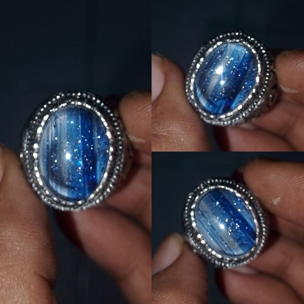 Batu cincin pasir intan biru crystal Cc22