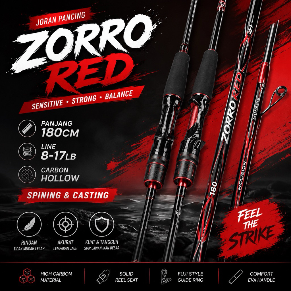 joran pancing zorro RED carbon