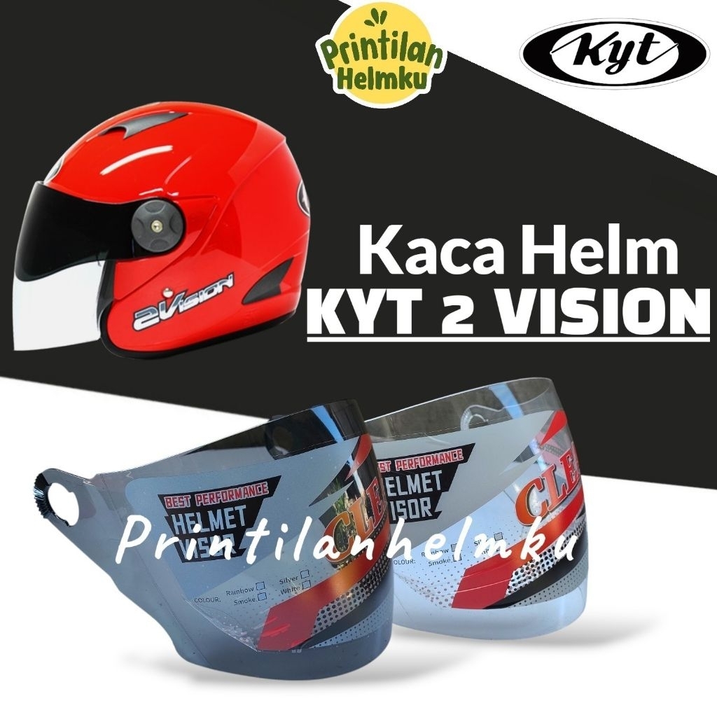 PRINTILANHELMKU Kaca Helm KYT 2 VISION Visor Helm Kyt 2 Vision Bening Hitam