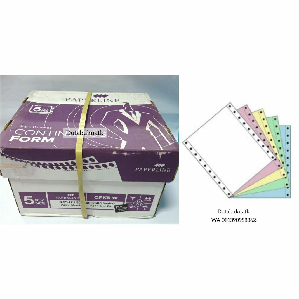 Kertas CF Continuous Form Paperline 9,5 x 11 Inch Nota NCR 5 Ply Rangkap 5 Full Warna