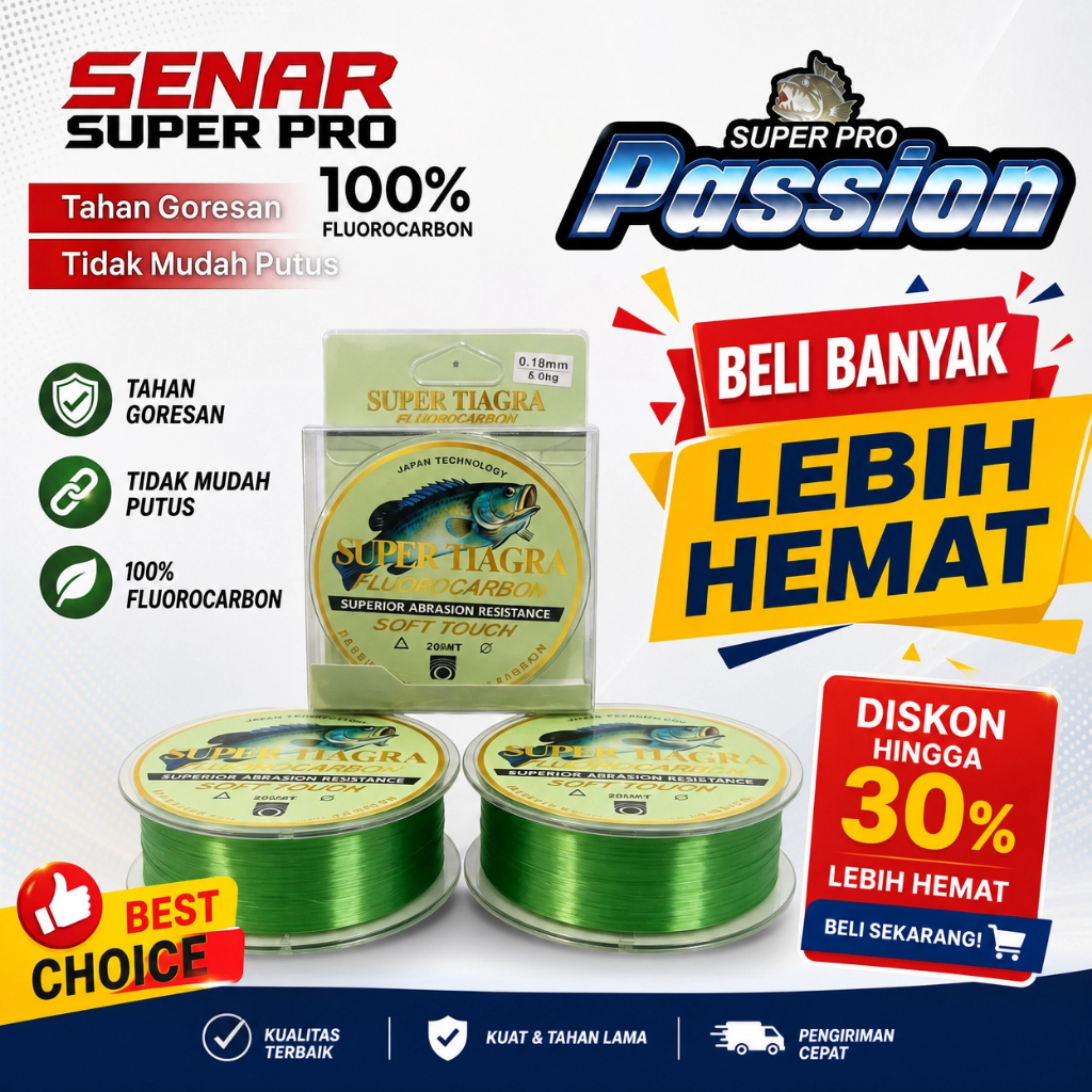 Senar Pancing Leader FLUOROCARBON 0.16MM-0.60MM terlali murah 200M