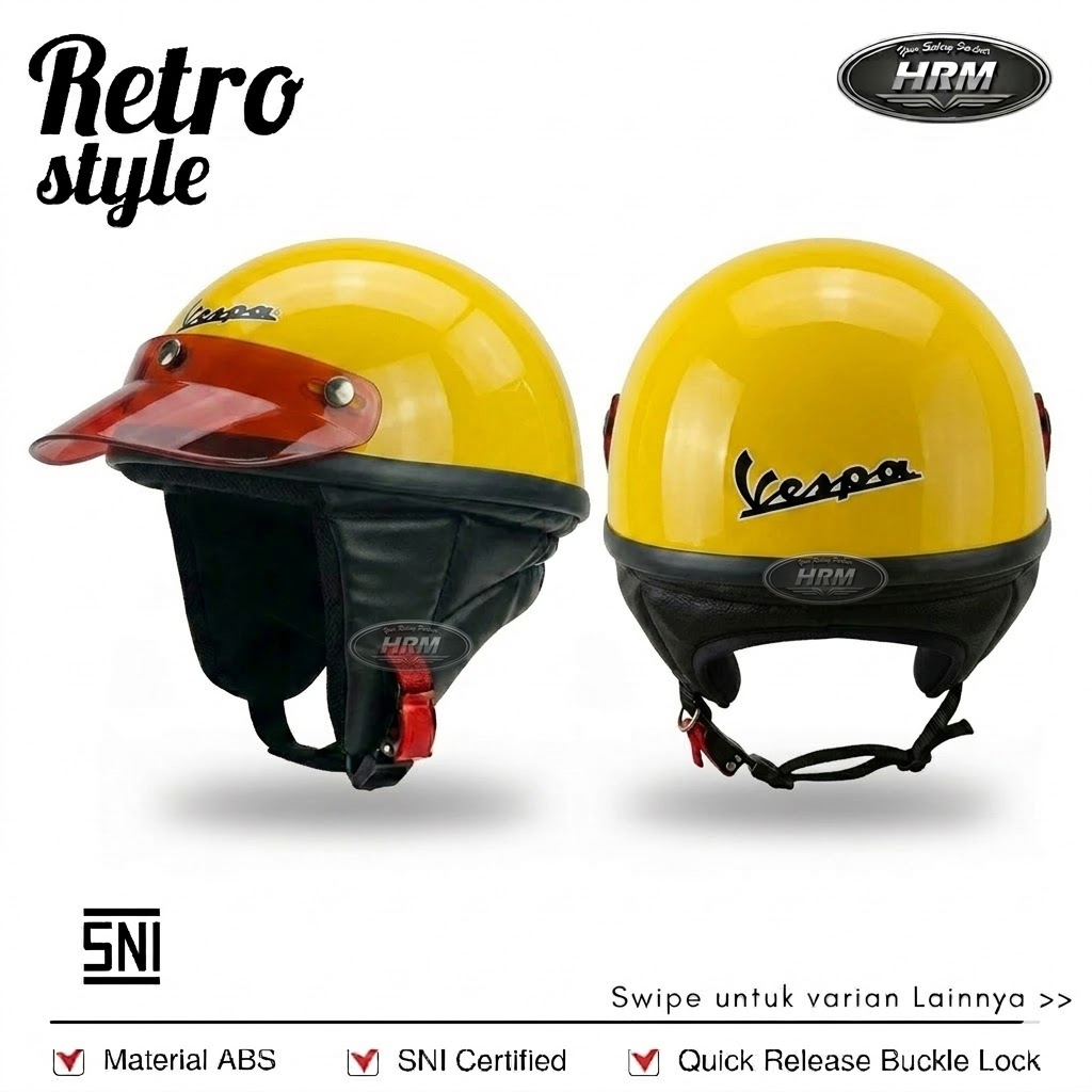 Helm Cetok Vintage Chips Vespa Bogo Setengah Kepala Dewasa Aksesoris Pet Helm