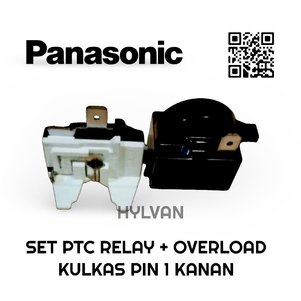 SET PTC RELAY + OVERLOAD KOMPRESOR KULKAS PANASONIC 1 PINTU