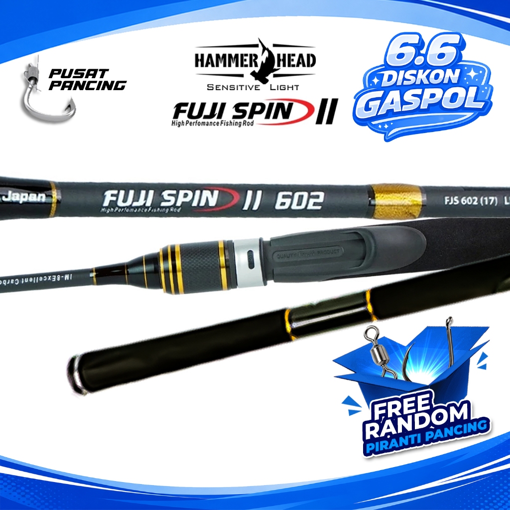 [GRATIS 1 SET KAIL] HAMMERHEAD Joran Pancing Spinning FUJI SPIN 562 - 602 Hi-Carbon Blank Hollow Car