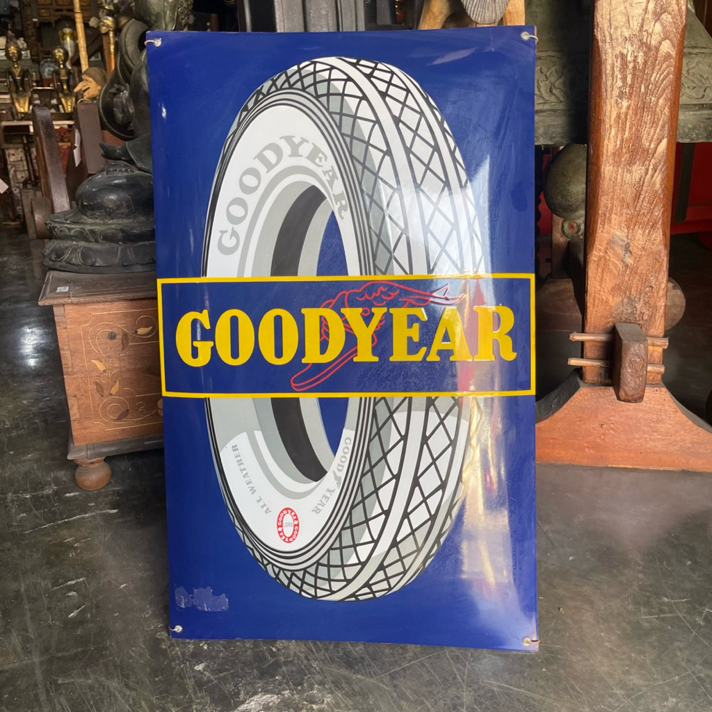 Enamel Papan Iklan Ban Merk Goodyear Lawas Jadul Tua