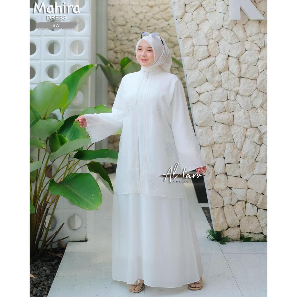baru Mahira Dress Ori alfaro  collection putih hitam  polos elegan Babydoll / Ceruty murah elvara le