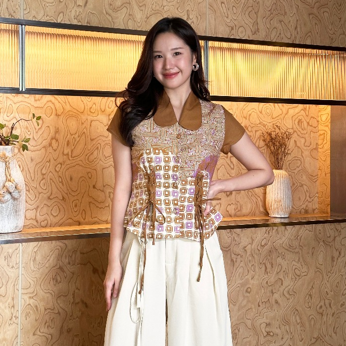 Melvee Batik - Eclat Top - Atasan Batik Wanita Blouse Batik Modern Kerja Terbaru