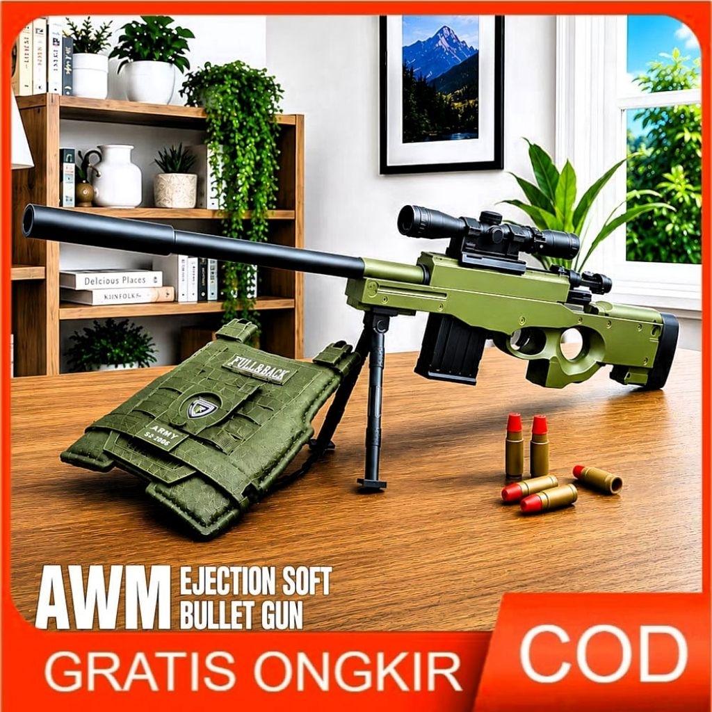 Mainan Anak SOLDIER EJECTION AWM 2023 Mainan Tembakan Set Anak Tactical Soft Bullet Outdoor
