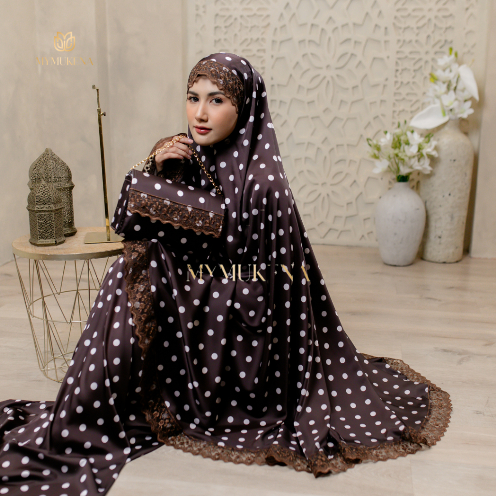 MUKENA DEWASA 3in1 ARMANI SILK RENDA POLKADOT – ELEGANT DAILY