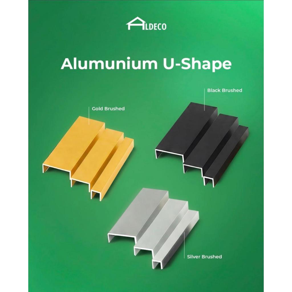 ALDECO List U Aluminium 3 Meter - Lis Plat Profil U Shape Edging