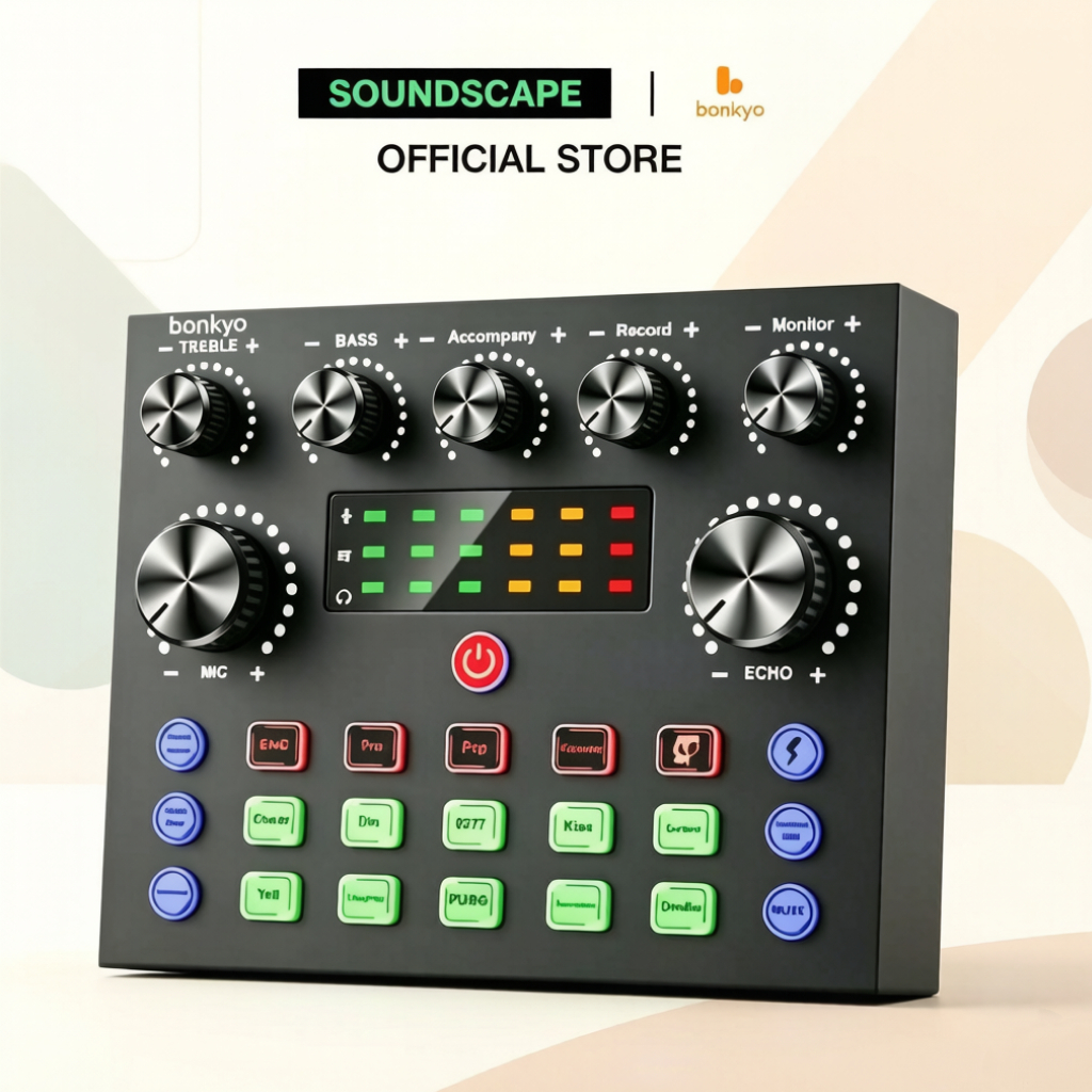 Soundscape bonkyo  COD V8S Plus S7 External USB Bluetooth Sound Card, Professional Audio Mixer with 