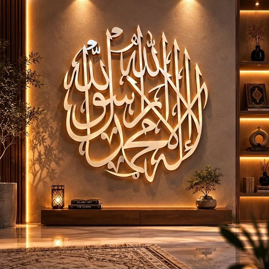 HIASAN DINDING ACP MIRROR MENGKILAP / KALIGRAFI MIRROR ACP "LA ILAHA ILLALLAH MUHAMMADUR RASULULLAH"