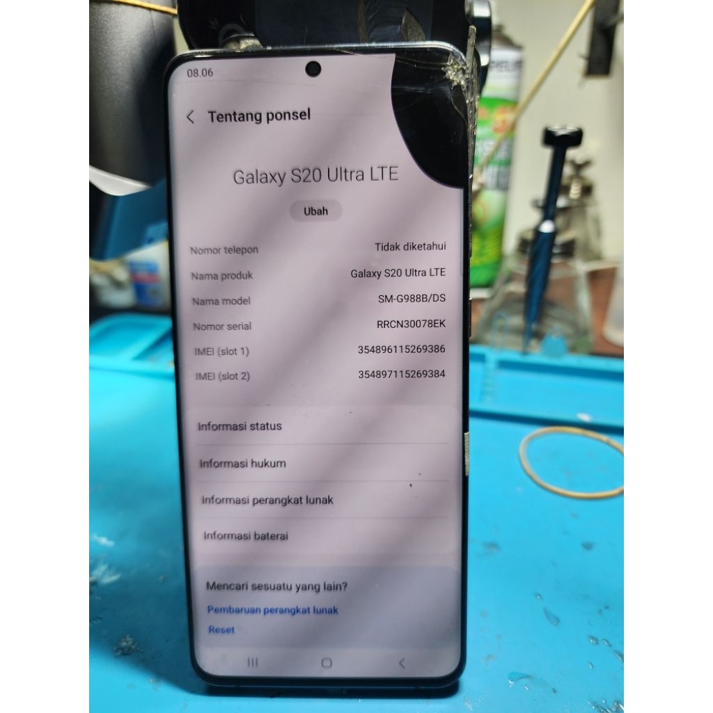 lcd frem samsung s20ultra copotan ori silver