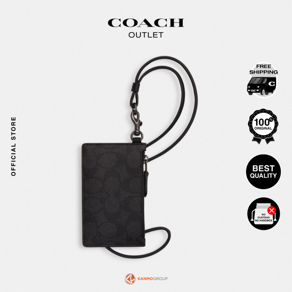 Coach Zip Lanyard In Signature  - Lanyard Pria