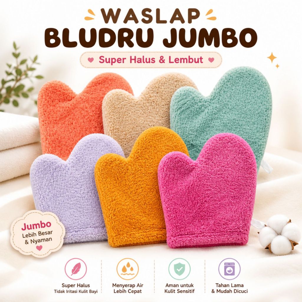 [1PCS] Waslap Bludru Jumbo Bayi Handuk Mandi Bayi Super Halus Lembut Waslap Bayi Tebal Cepat Menyera