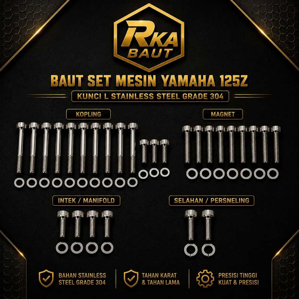 BAUT SET MESIN YAMAHA 125Z STAINLESS