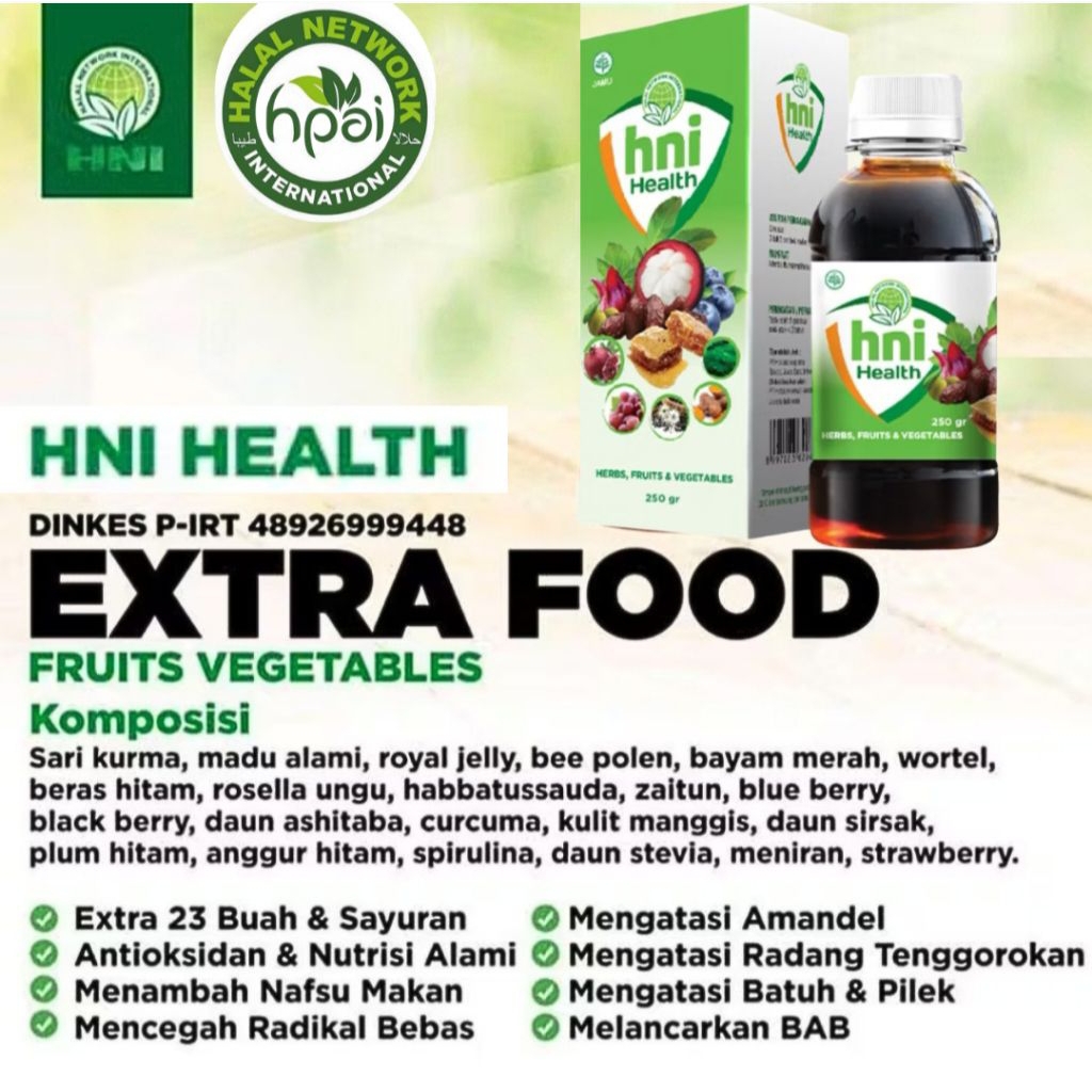 Madu HNI Health Extra Food Hpai Original Isi 250 ML Madu Extrafood Hni Madu Anak Vitamin Anak Madu P