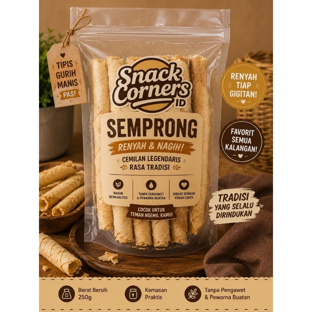 Semprong Wijen Premium Renyah | Kue Semprong Manis Gurih | Camilan Jadul Enak