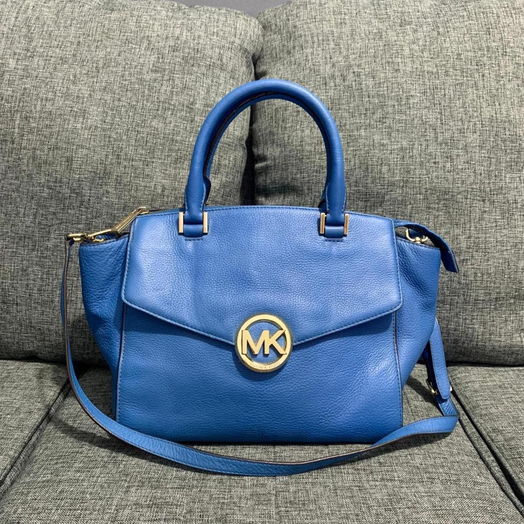Preloved Tas MK Hudson Satchel Heritage Blue Authentic Original