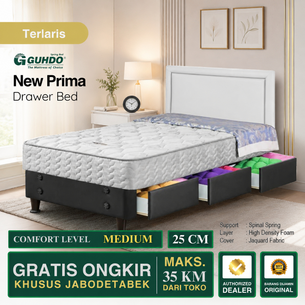 Kasur Springbed Laci Drawerbed Drawer Bed New Prima Prospine - Ranjang Laci - Divan Laci GUHDO