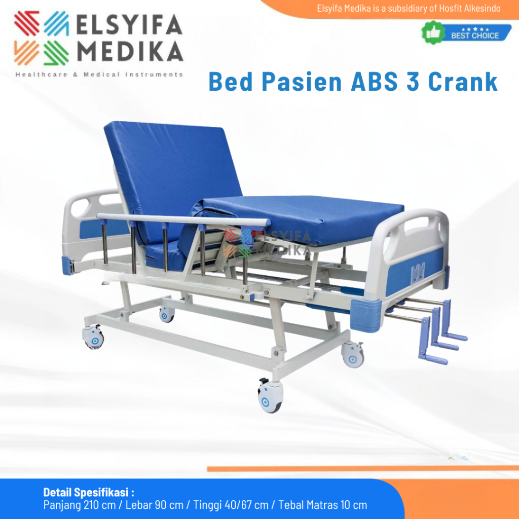 Bed Pasien ABS 3 Crank Termurah - Bed Pasien 3 Engkol - Ranjang Medis Pasien Rumah Sakit 3 Fungsi