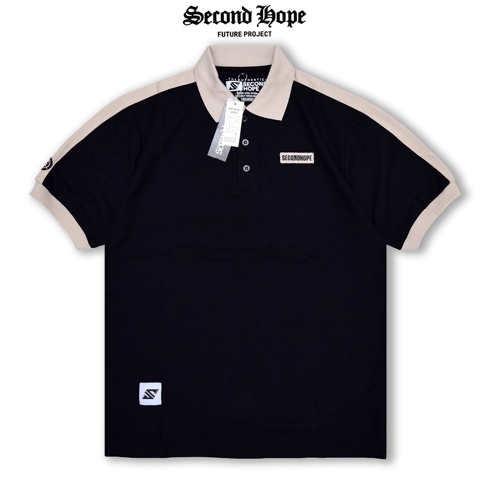 Baju Polo Distro Pria Original SecondHope Model Bordir Simpel Terbaru Bahan katun Pique Hexagon 24s 